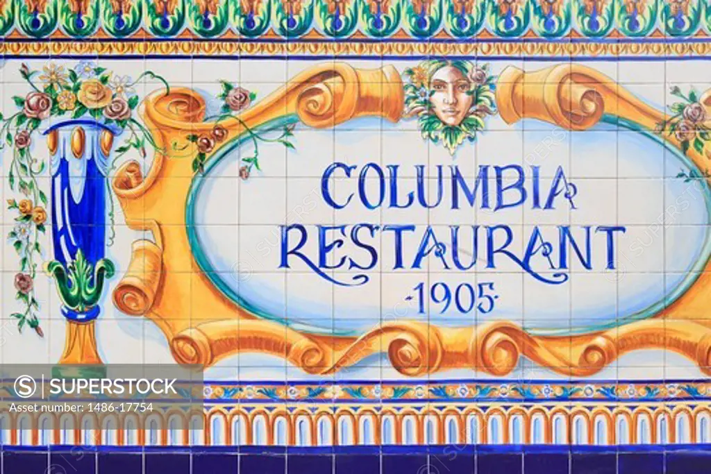 Historic Columbia Restaurant sign, Ybor City, Tampa, Florida, USA