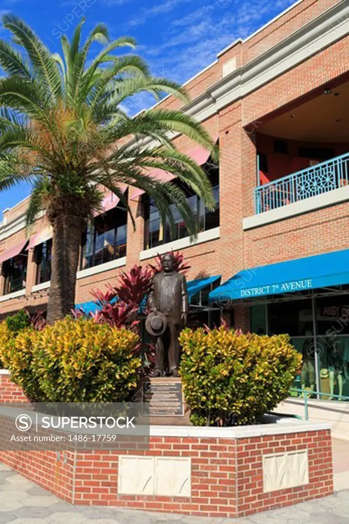 Statue of Vincente Martinez at Centro Ybor, Ybor City, Tampa, Florida, USA