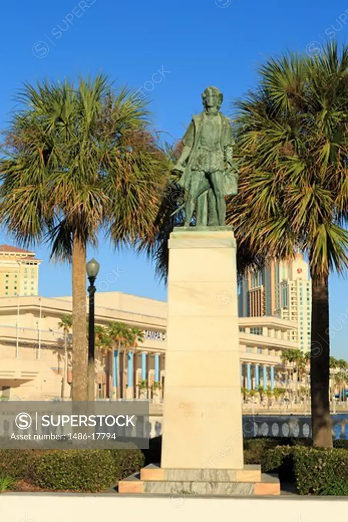 Christopher Columbus statue at Linear Park, Tampa, Florida, USA