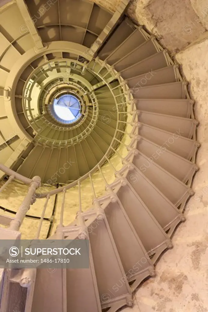 Spiral staircase in a lighthouse, Grays Harbor Lighthouse, Westport, Washington State, USA