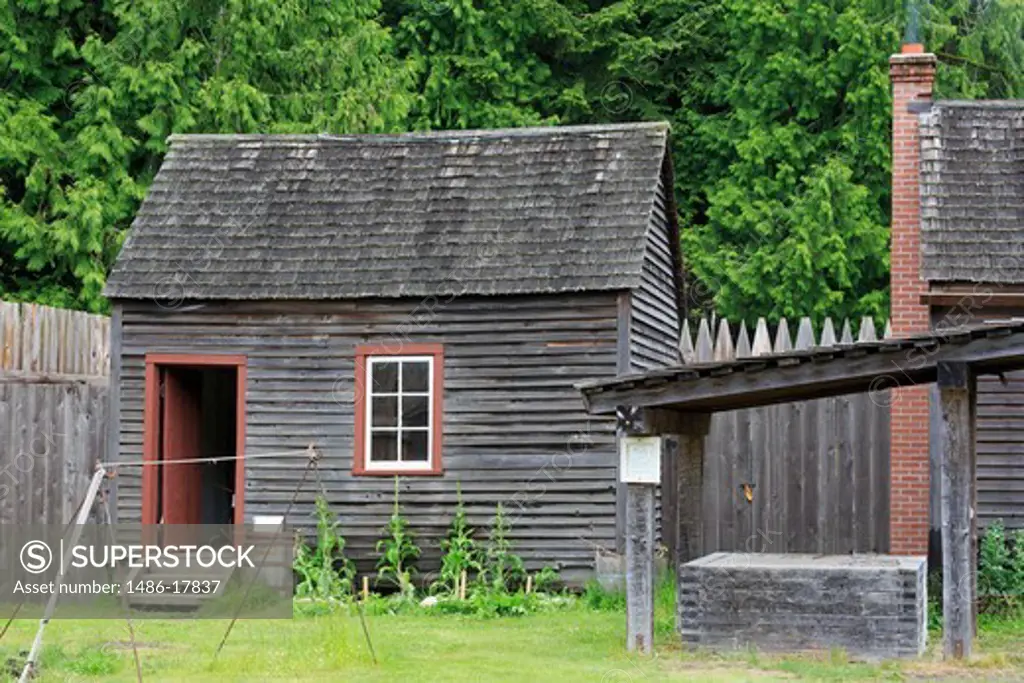 Facade of a museum, Fort Nisqually, Point Defiance Park, Tacoma, Washington State, USA