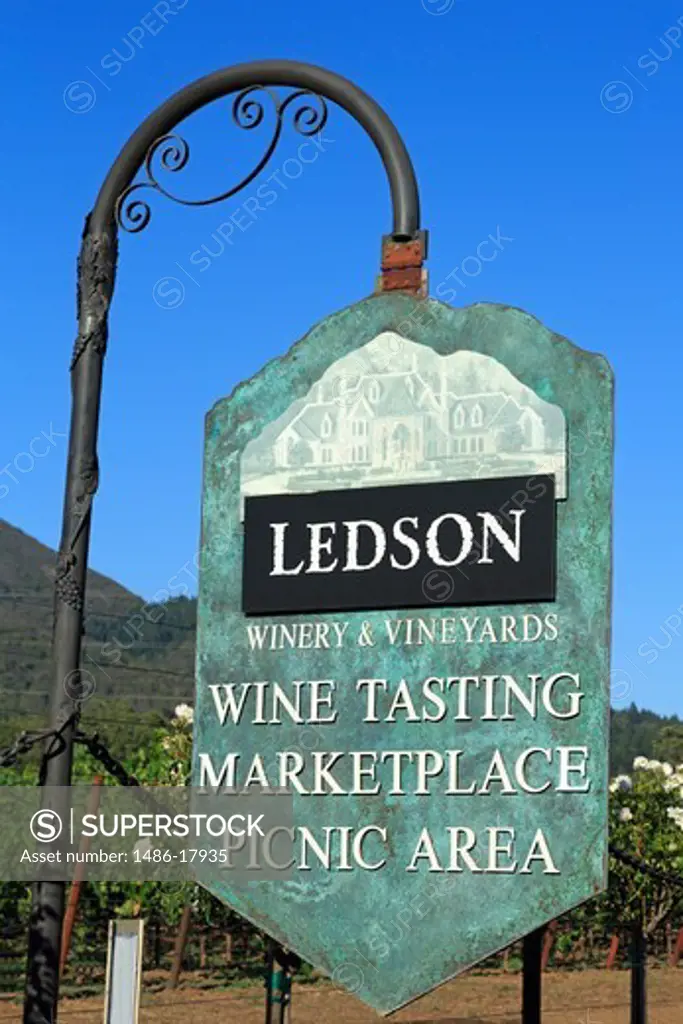 Ledson Winery sign in Kenwood, Sonoma Valley, Sonoma County, California, USA