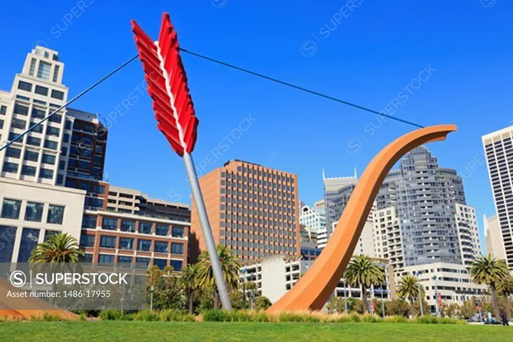 USA, California, San Francisco, Embarcadero, Cupid's Span by Claes Oldenburg