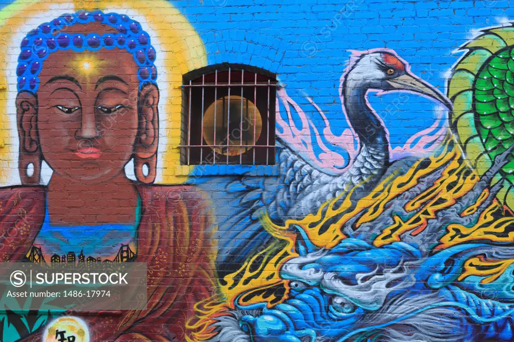 USA, California, San Francisco, Mural in Chinatown