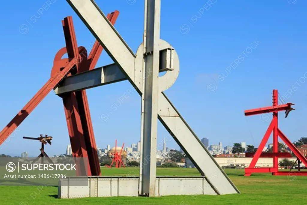 USA, California, San Francisco, Crissy Field, Sculpture by Mark di Suvero in Golden Gate National Recreation Area
