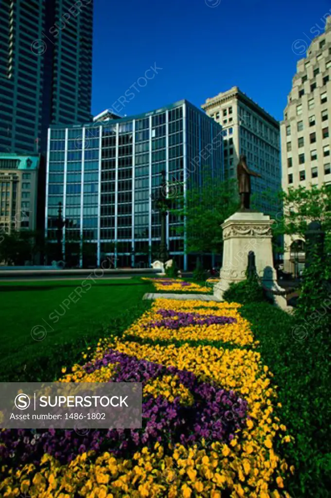 Flowers in a garden, Columbus Circle, Indianapolis, Indiana, USA