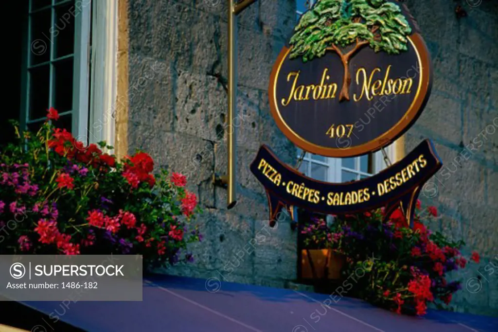 Sign of Jardin Nelson Restaurant, Montreal, Quebec, Canada