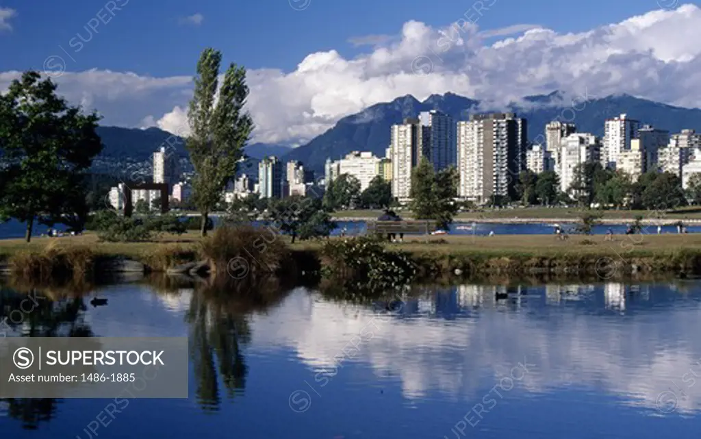 Canada, British Columbia, Vancouver, Vanier Park, lake and buildings