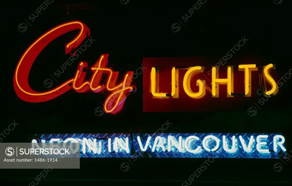 Canada, British Columbia, Vancouver, Vancouver Museum, illuminated neons
