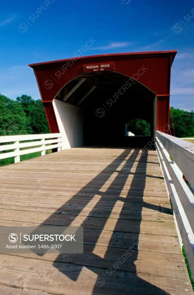 Entrance of a covered bridge, Roseman Covered Bridge, Winterset, Iowa, USA