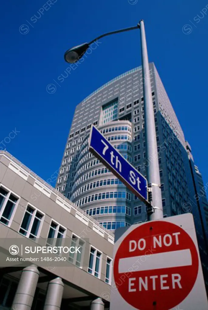 Low angle view of skyscrapers, EMC Building, Des Moines, Iowa, USA