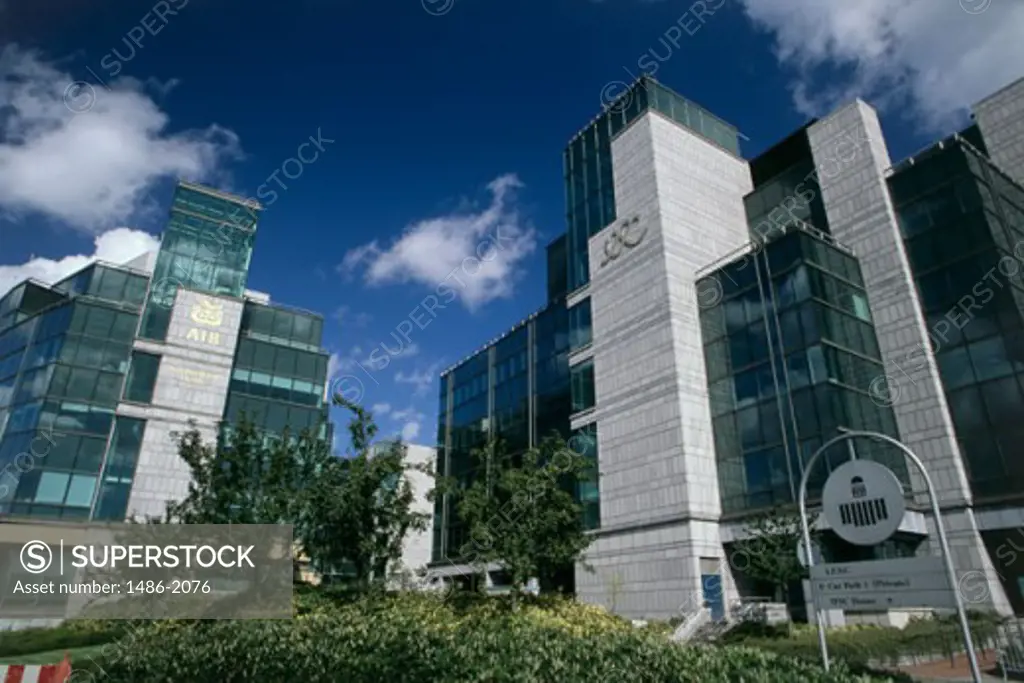 Low angle view of buildings, I.F.S.C. Building, AIB Building, Dublin, Ireland