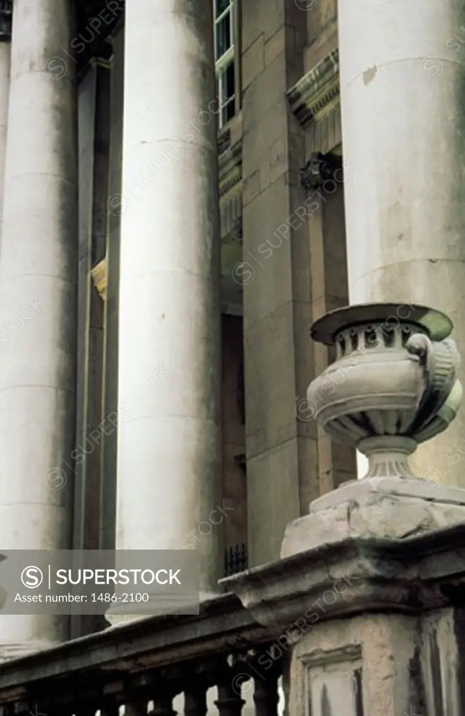 Low angle view of the columns of a government building, City Hall, Dublin, Ireland