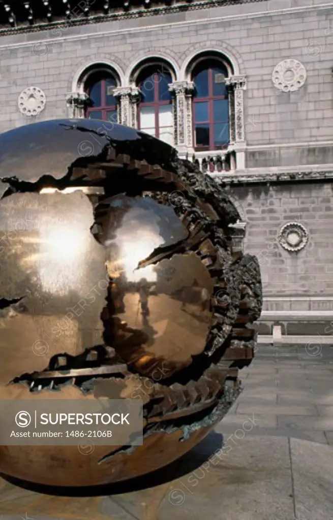 Close-up of a metallic sculpture, Pomodoro Sphere Sculpture, Dublin, Ireland