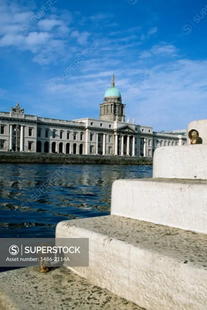 Facade of a government building along the river, Custom House, Dublin, Ireland