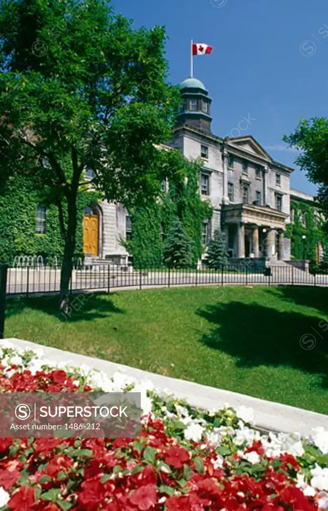Garden in front of a university building, McGill University, Montreal, Quebec, Canada