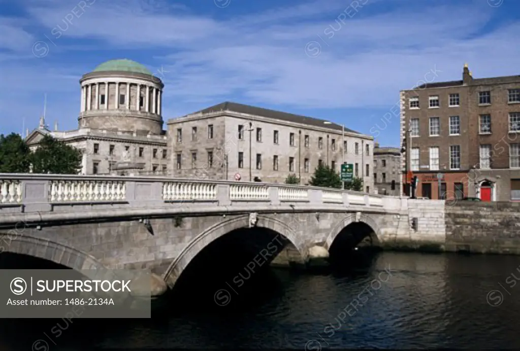 Bridge over a river, Four Courts, Dublin, Ireland