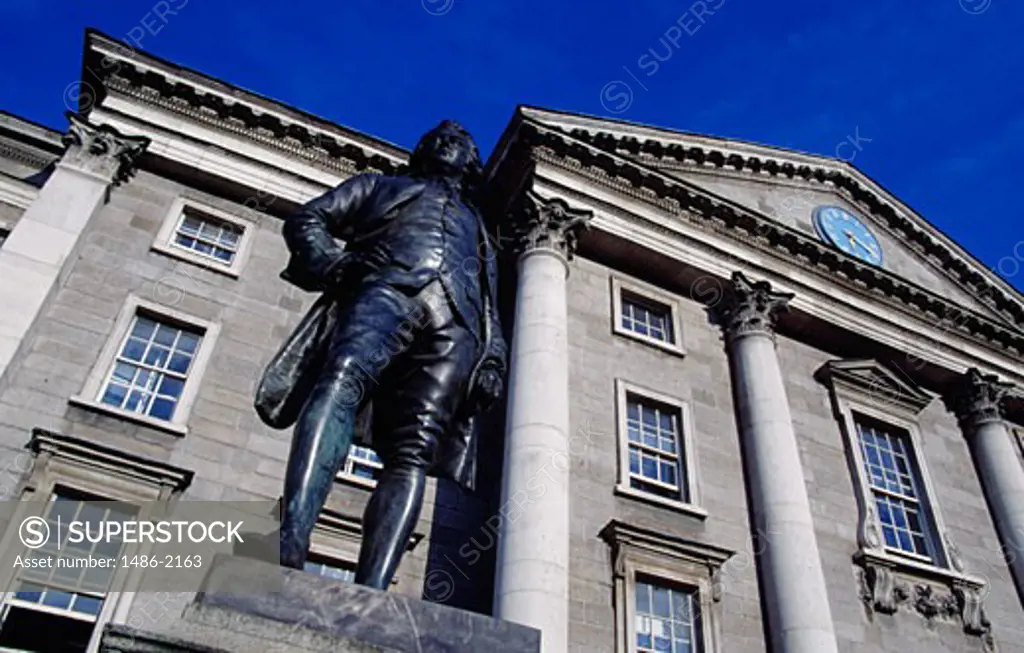 Low angle view of a statue in front of a building, Edmund Burke Statue, Dublin, Ireland