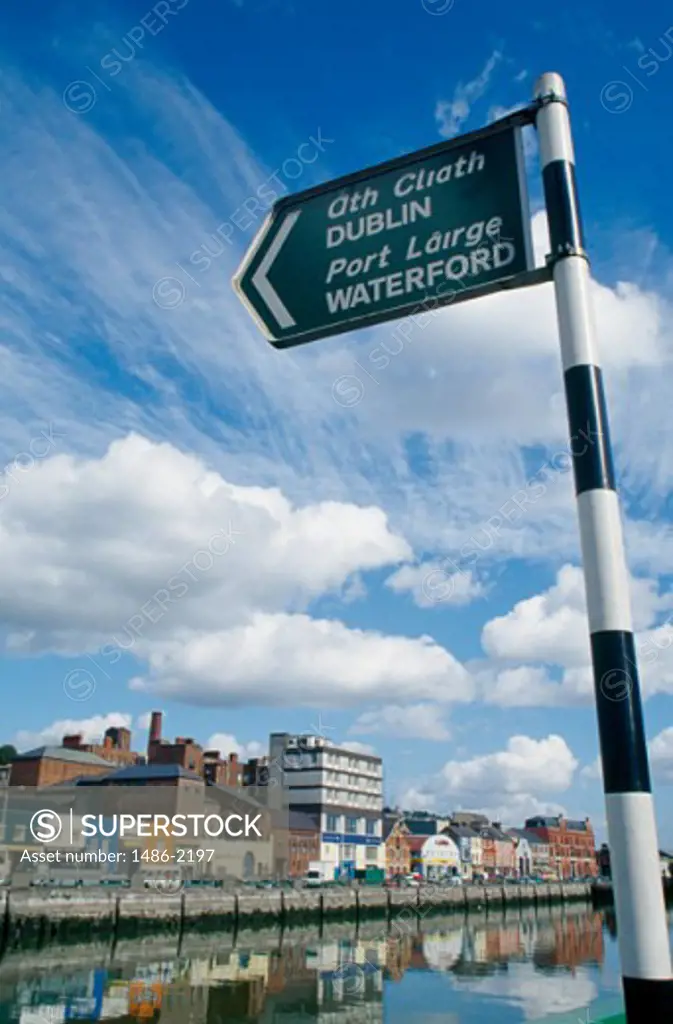 Low angle view of a road sign, Cork, Ireland