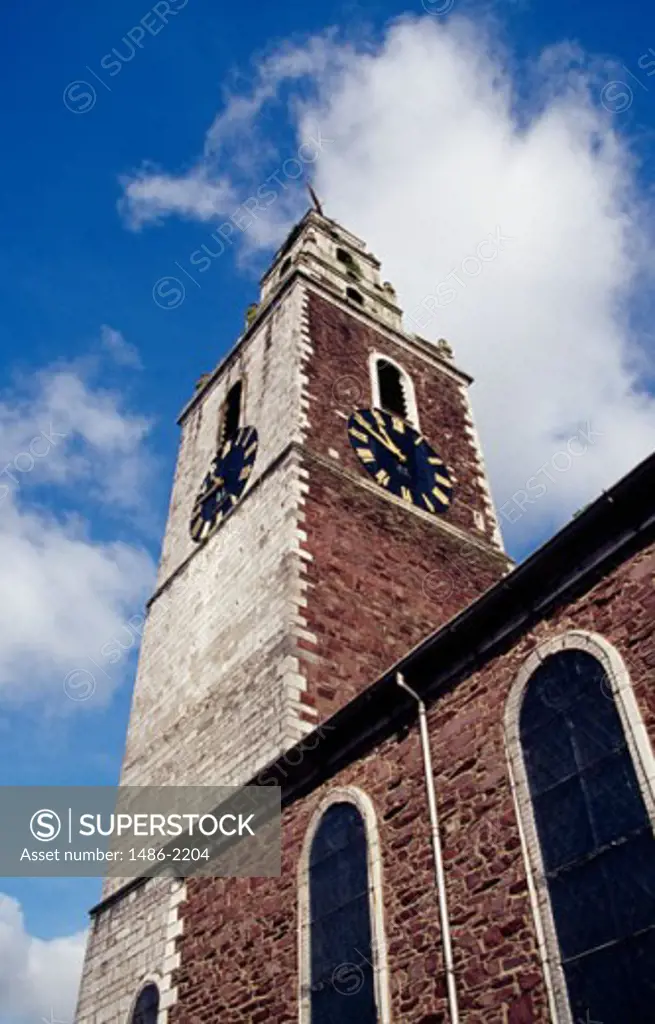Low angle view of a clock tower, St. Ann's Clock Tower, Cork, Ireland