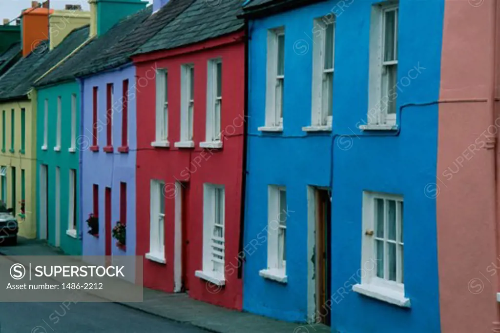 Array of houses on a street, Eyeries, Ireland