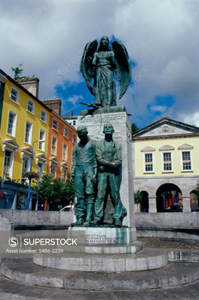 Statues at a memorial, Lusitania Memorial, Cobh, Ireland