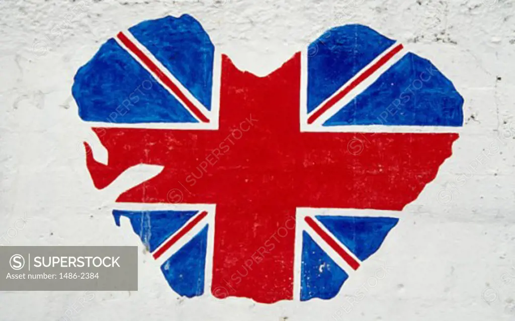Close-up of the flag of England painted on a wall, Northern Ireland