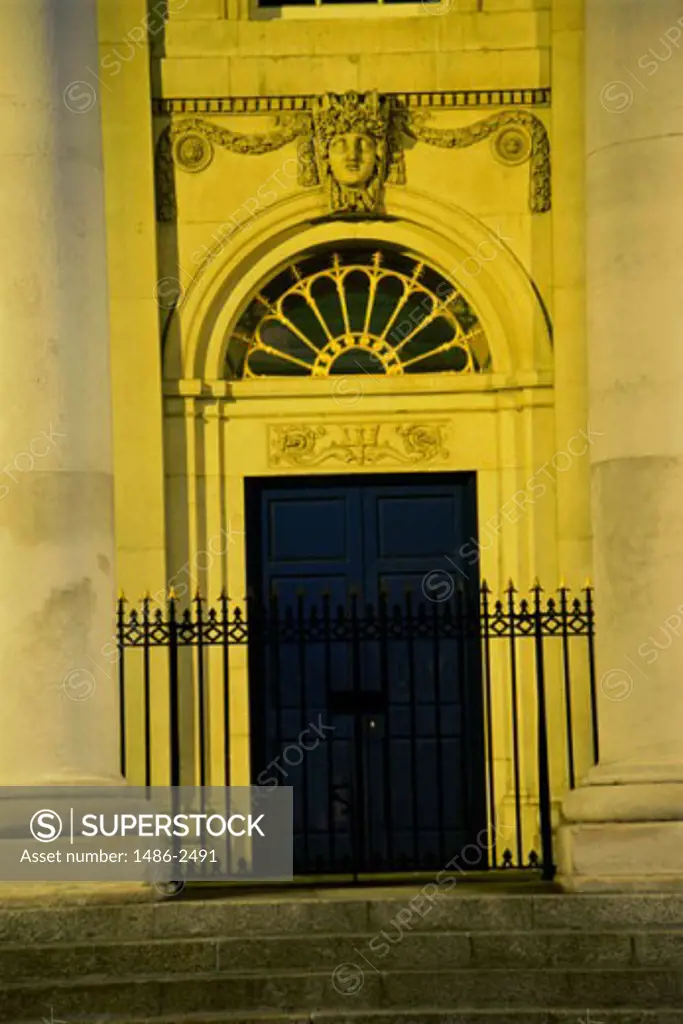 Front door of a government building, Custom House, Dublin, Ireland