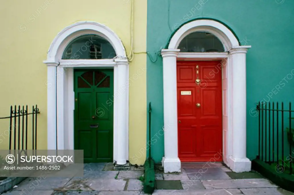 Front doors of two houses, Cork, County Cork, Ireland