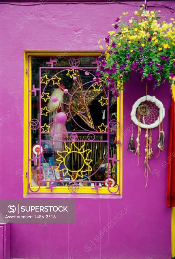 Close-up of a decorated window, Galway, County Galway, Ireland