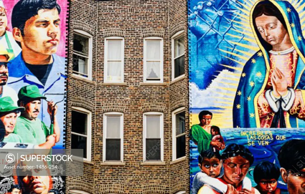 Murals on a building, Chicago, Illinois, USA