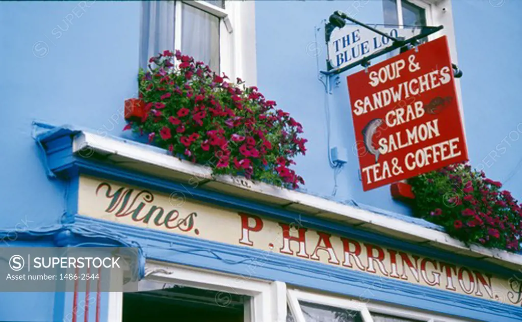 Low angle view of the sign of a restaurant, Glengarriff, County Cork, Ireland