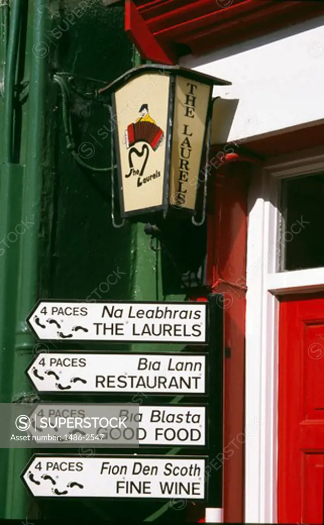 Low angle view of the sign of a restaurant, Killarney, County Kerry, Ireland