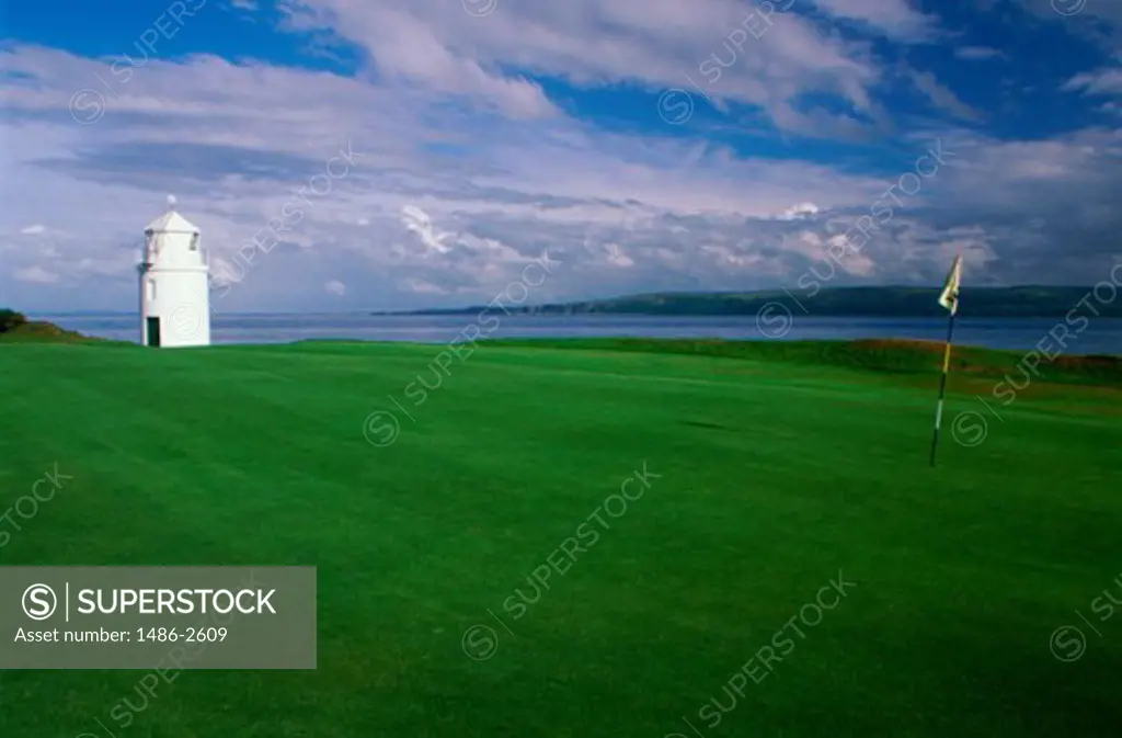 Lighthouse near a golf course, Warren Point Light, Greencastle Golf Club, Ireland