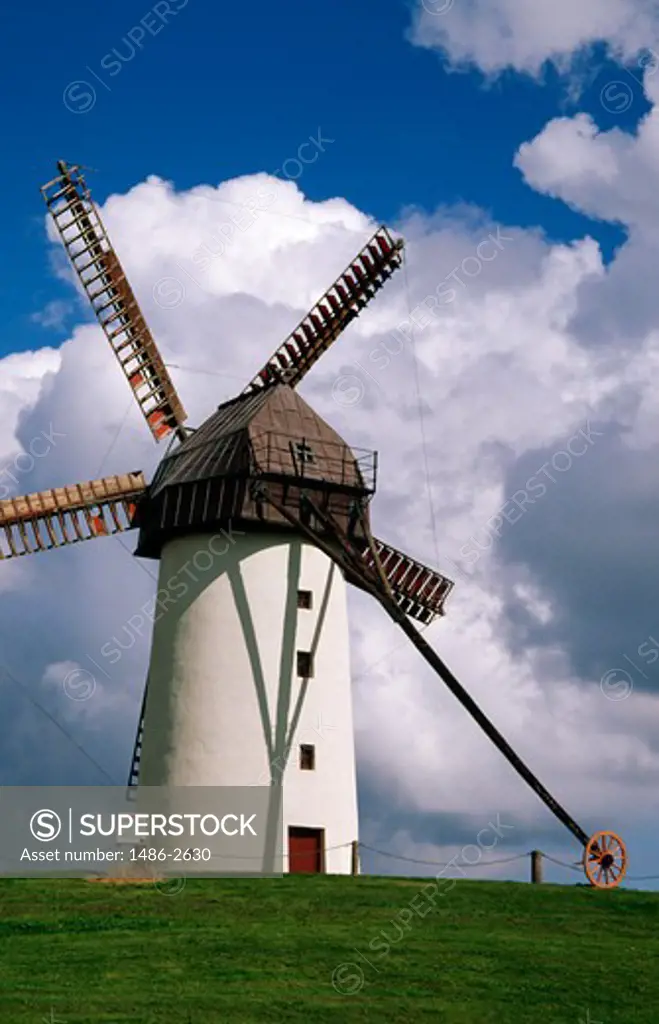 Low angle view of a traditional windmill, Skerries Mills Museum, Skerries, County Dublin, Ireland