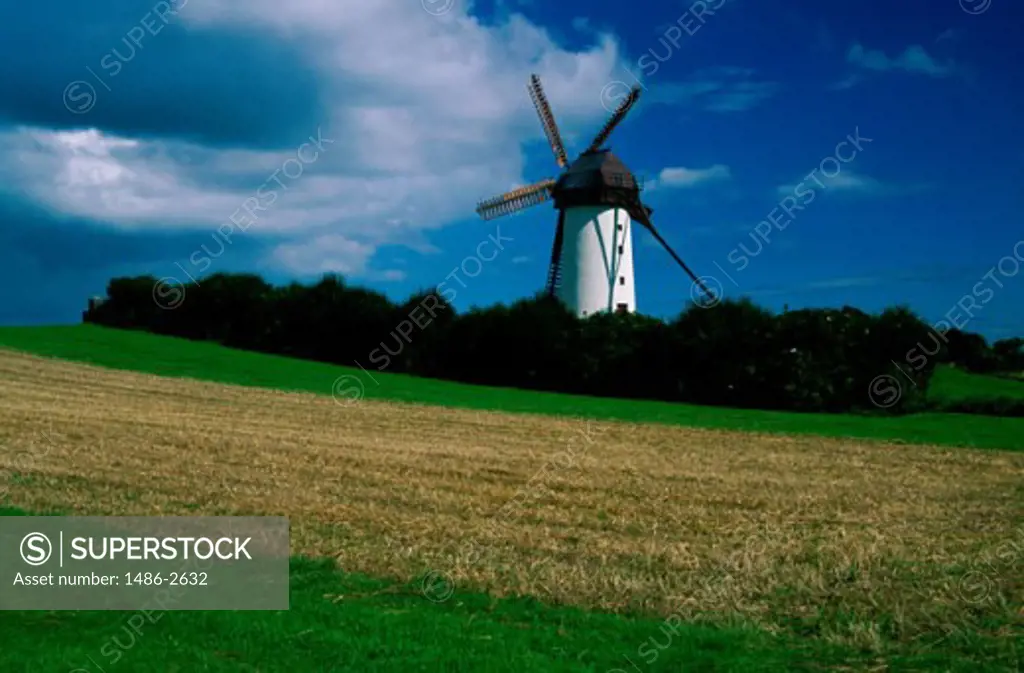 Traditional windmill in a field, Skerries Mills Museum, Skerries, County Dublin, Ireland