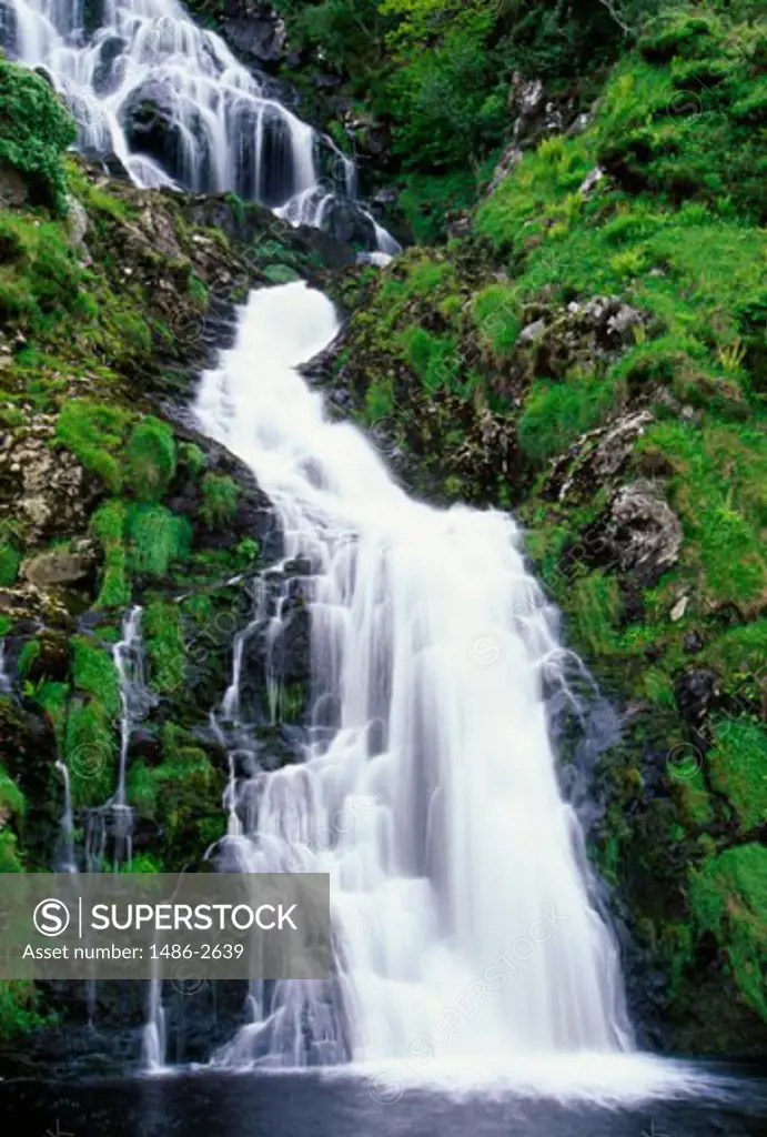 Low angle view of a waterfall, Assarnacally Waterfall, Ardara, County Donegal, Ireland