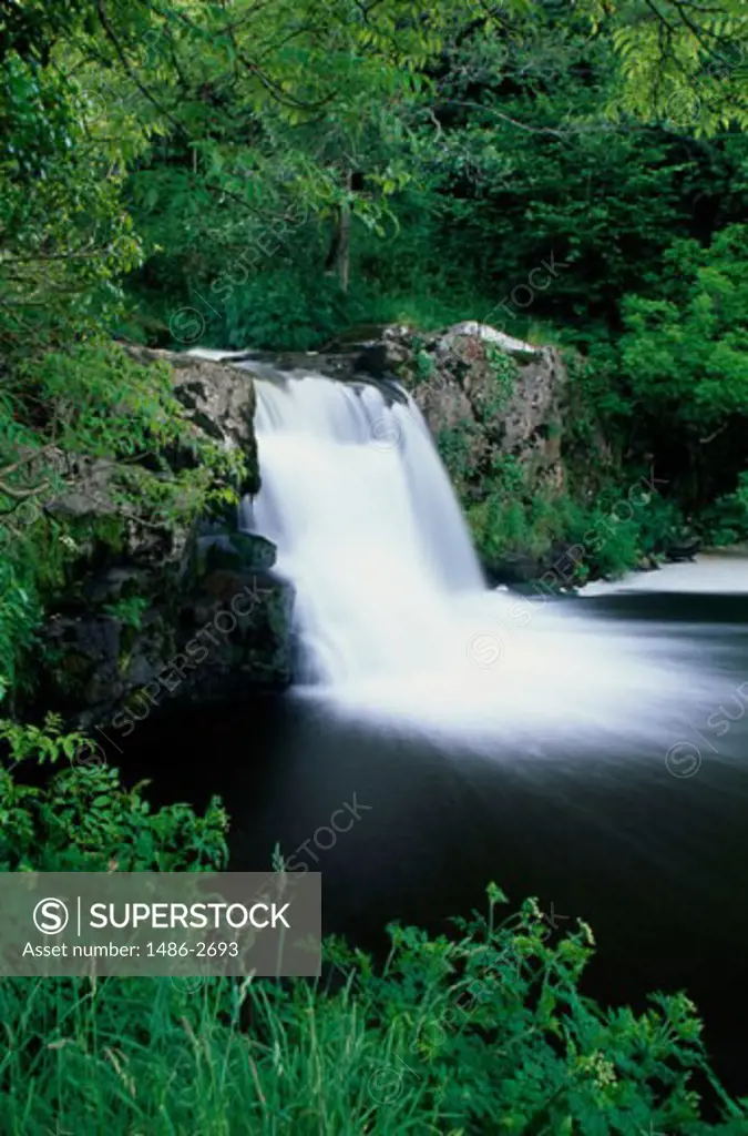 High angle view of a waterfall, Poulanassy Falls, County Kilkenny, Ireland