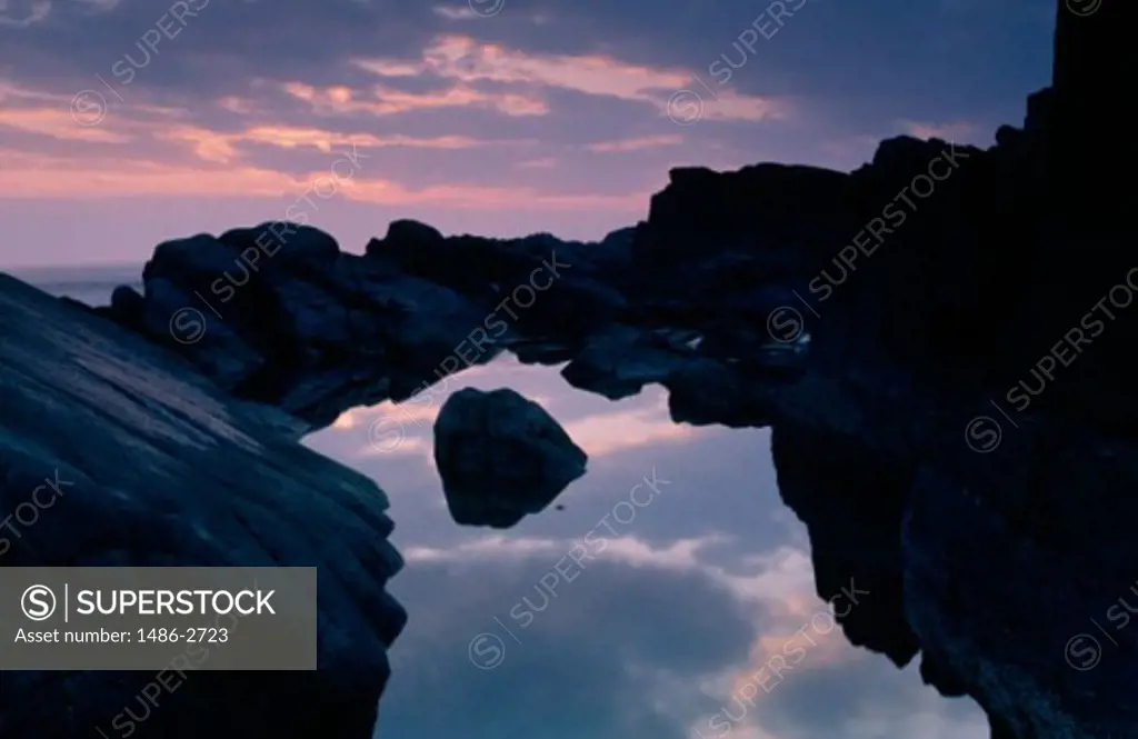 Reflection of rocks and sky in water, Rock Pool, Slyne Head, Ireland