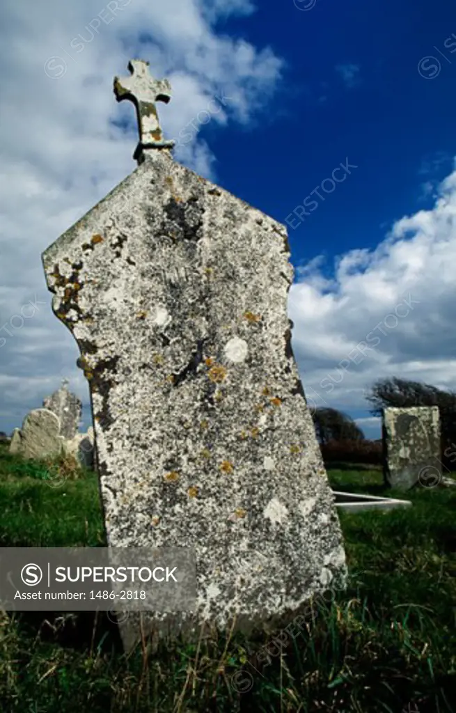 Tombstone in a cemetery, Templetown Cemetery, Hook Head, County Wexford, Ireland
