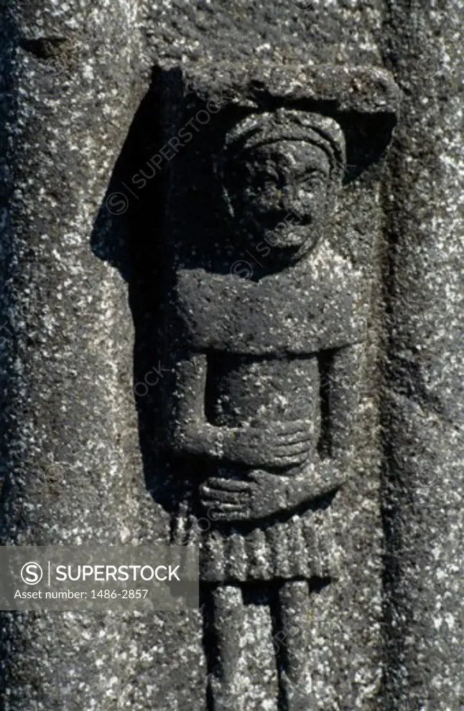 Close-up of carvings on a rock, Jerpoint Abbey, County Kilkenny, Ireland
