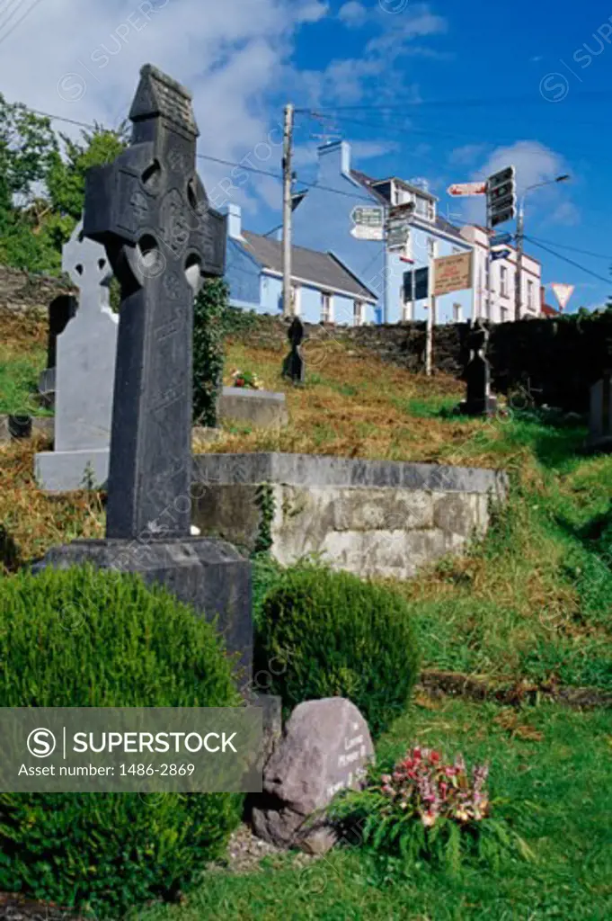 Celtic cross in a cemetery, Glengarriff, County Cork, Ireland