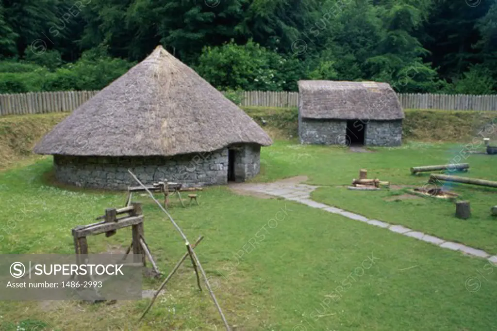 House with a thatched roof, Ring Fort, Craggaunowen, County Clare, Ireland