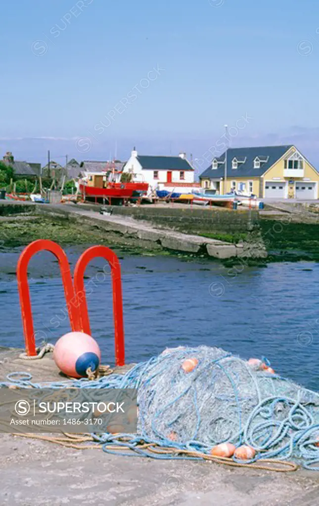 Commercial fishing net at a harbor, Knightstown, County Kerry, Ireland