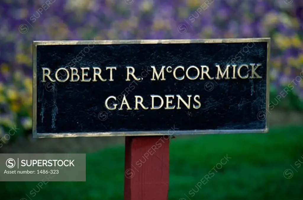 Close-up of an information board, Robert R. McCormick Gardens, Cantigny Park, Wheaton, Illinois, USA