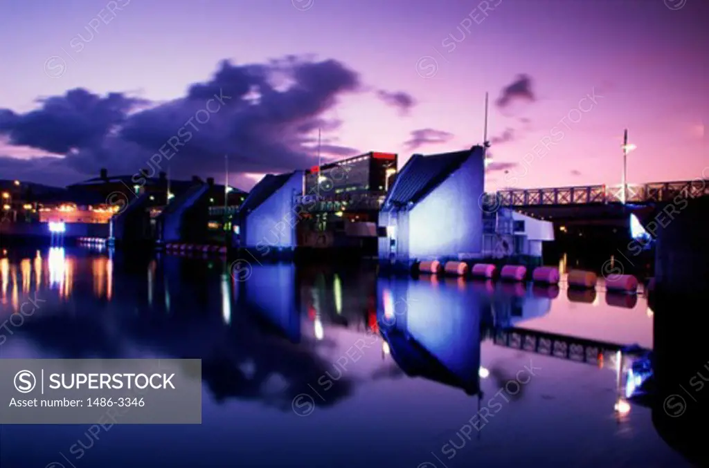 Buildings on the waterfront, Lagan River, Belfast, Northern Ireland