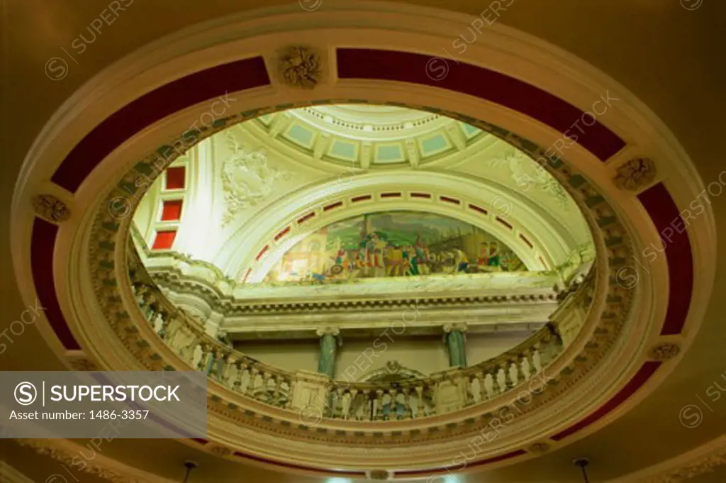 Low angle view of a mural on the wall of a government building, City Hall, Belfast, Northern Ireland