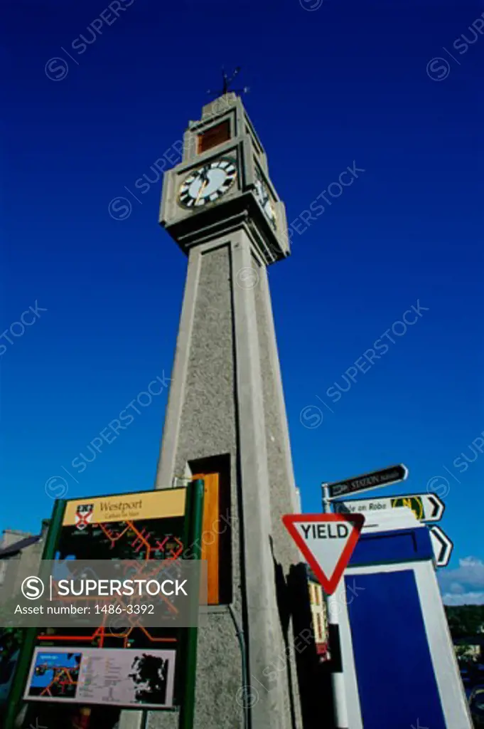 Low angle view of a clock tower, Westport, Ireland