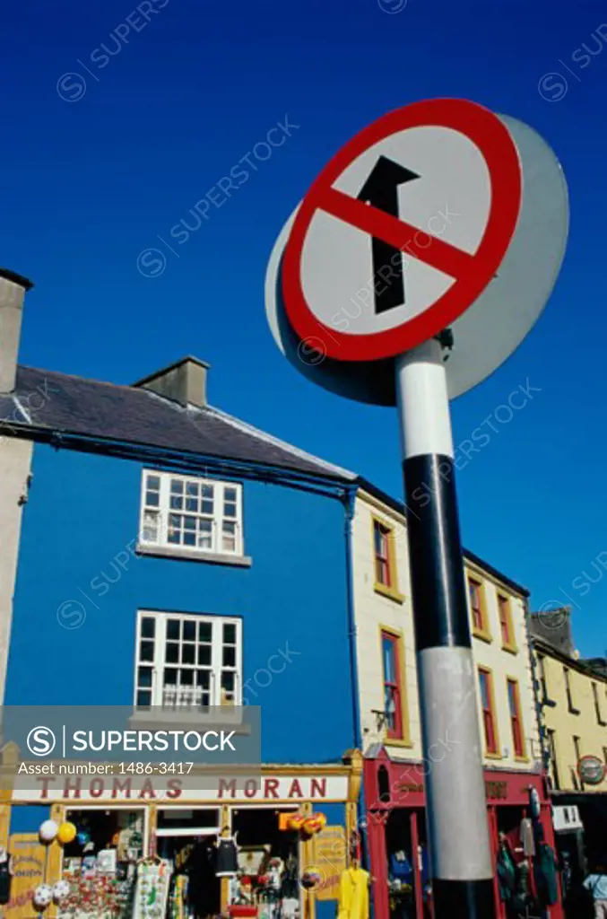 Low angle view of a road sign, Westport, Ireland