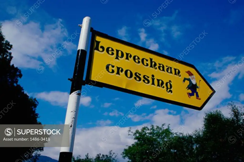 Low angle view of a crossing sign, Ireland